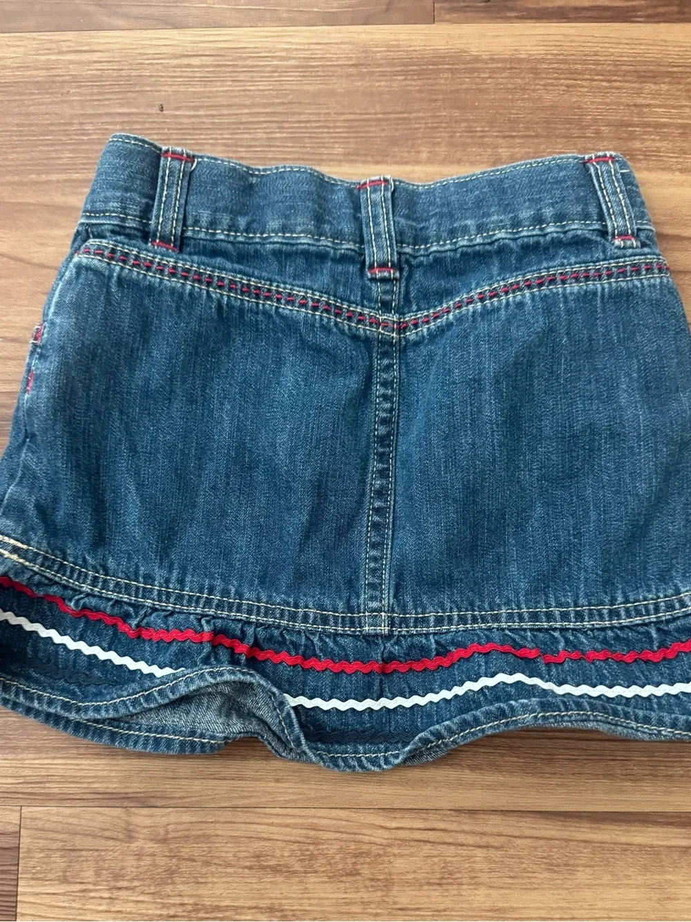 Old Navy Dark Blue Denim Girls' Skirt with Red & White Trim